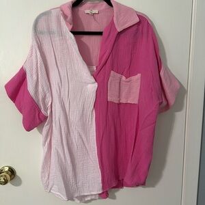 Entro pink color block shirt